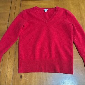 Women's Halogen 100% Cashmere Red V-Neck Sweater